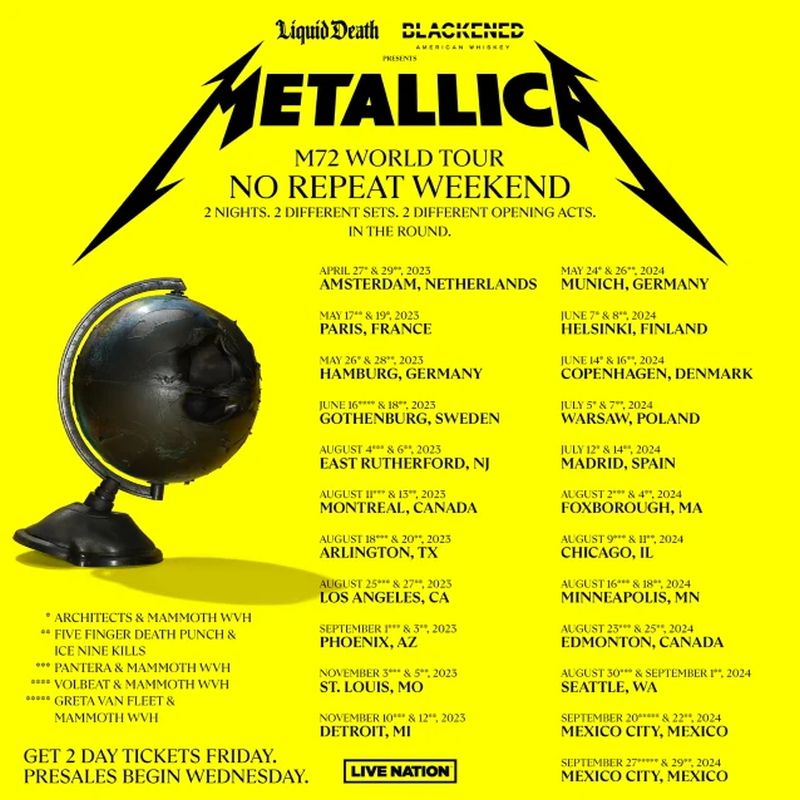 metallica tour info